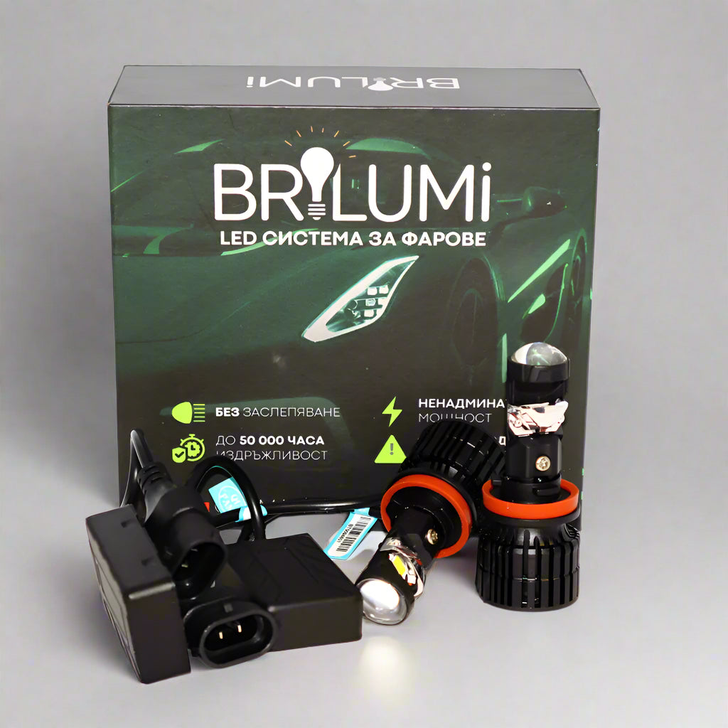 LED система с лупи за фарове H11 - BRILUMI OPTIX - 100W - CANBUS 6000K