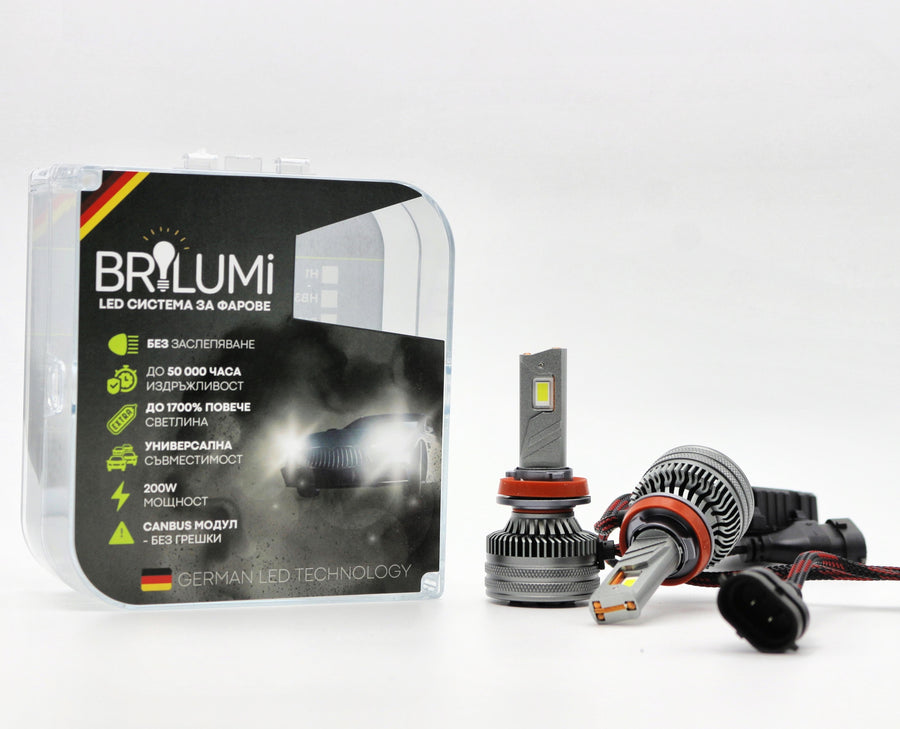 LED система за фарове H8/H9/H11 - BRILUMI ZENITH - 200W - CANBUS 6000K