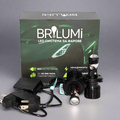 Bi-LED система с лупи за фарове H4 - BRILUMI OPTIX - 100W - CANBUS 6000K