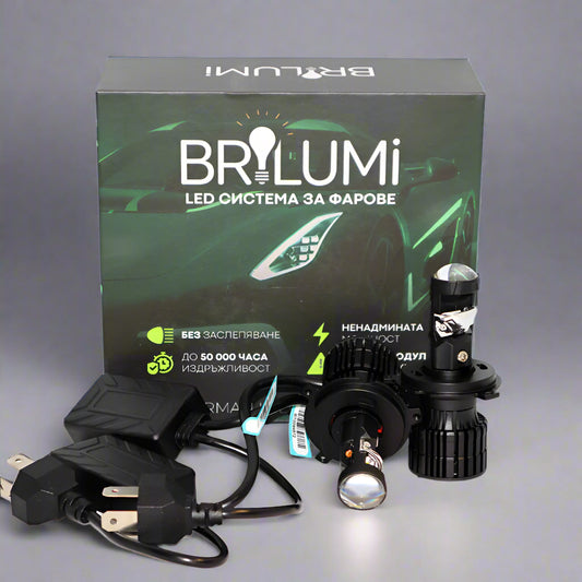 Bi-LED система с лупи за фарове H4 - BRILUMI OPTIX - 100W - CANBUS 6000K