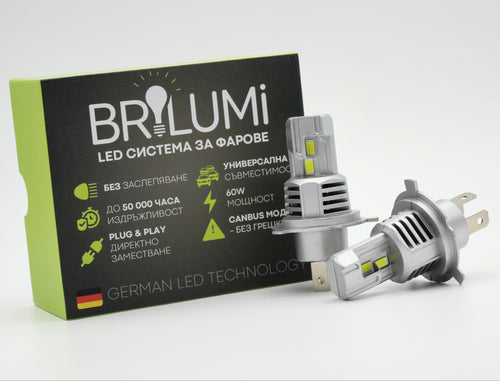 Bi-LED система за фарове H4 - PLUG & PLAY - BRILUMI EVOLVE - 60W - CANBUS 6000K